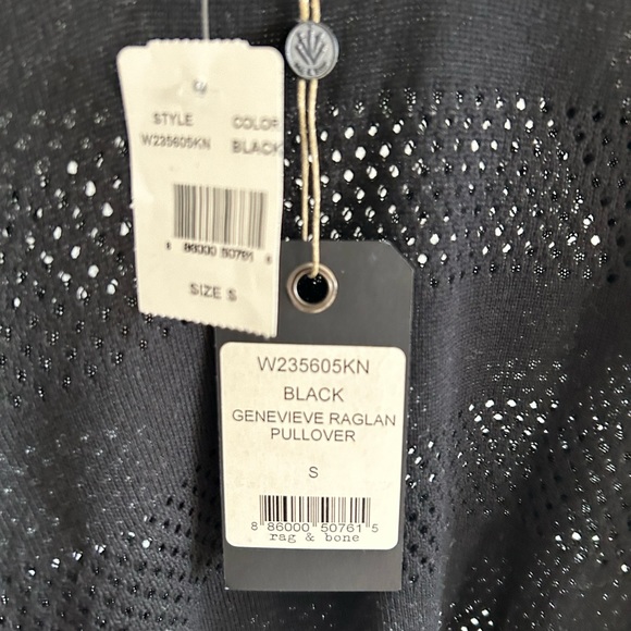 Rag & Bone size small raglan pullover, color black, new with tags - Picture 3 of 5